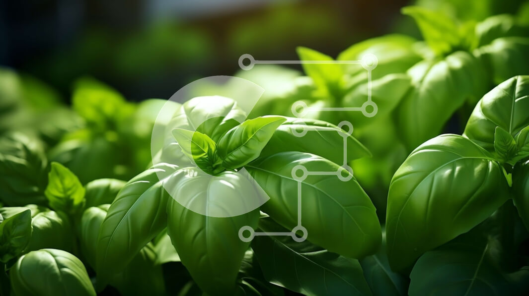 Σετ των 2 Intra Συλλεκτικό Ξύλινο Παζλ Plywood  4mm - Κοντινό πλάνο από φρέσκα φύλλα βασιλικού Σε Ξύλινο Κουτί - Διαστάσεις: 10x10 cm – 25 κομμάτια