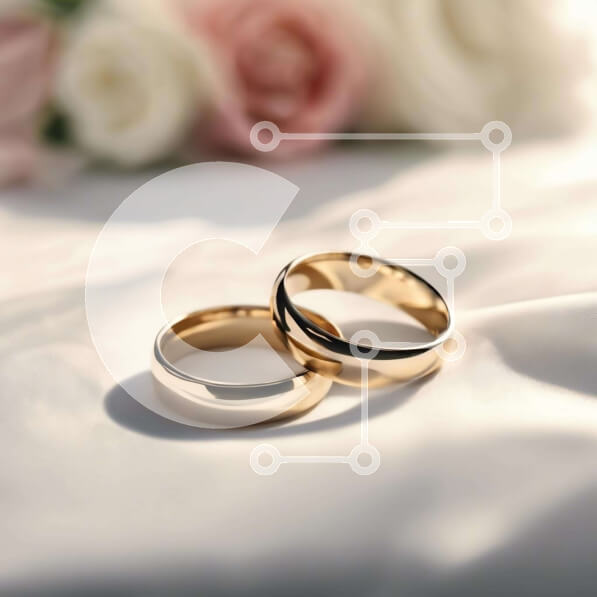 Σετ των 2 Intra Συλλεκτικό Ξύλινο Παζλ Plywood  4mm - Χρυσές Βέρες με Ροζ και Λευκά λουλούδια Σε Ξύλινο Κουτί - Διαστάσεις: 10x10 cm – 25 κομμάτια