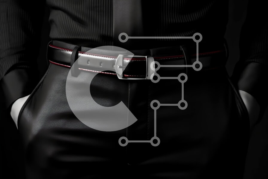 Intra Συλλεκτικό Ξύλινο Παζλ Plywood  4mm - Κομψός άντρας με μαύρο κοστούμι με τα χέρια στις τσέπες και την κόκκινη ζώνη Σε Ξύλινο Κουτί - Διαστάσεις Puzzle: 10x10 cm – 25 κομμάτια