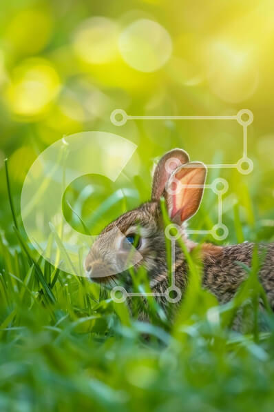 Σετ των 2 Intra Συλλεκτικό Ξύλινο Παζλ Plywood  4mm - Κρύβοντας το λαγουδάκι στο γρασίδι Σε Ξύλινο Κουτί - Διαστάσεις: 10x10 cm – 25 κομμάτια