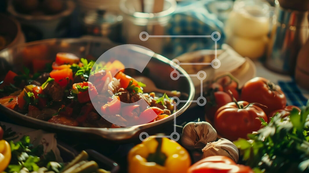 Σετ των 2 Intra Συλλεκτικό Ξύλινο Παζλ Plywood  4mm - Ανάμεικτα λαχανικά σε ένα μεγάλο μπολ Σε Ξύλινο Κουτί - Διαστάσεις: 10x10 cm – 25 κομμάτια