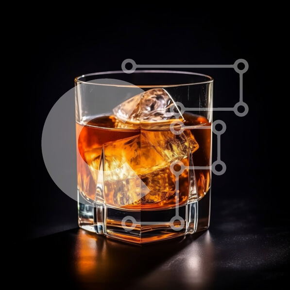 Σετ των 2 Intra Συλλεκτικό Ξύλινο Παζλ Plywood  4mm - Εκπληκτική εικόνα ενός ποτηριού ουίσκι με πάγο σε σκοτεινό φόντο Σε Ξύλινο Κουτί - Διαστάσεις: 10x10 cm – 25 κομμάτια