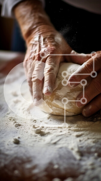 Intra Συλλεκτικό Ξύλινο Παζλ Plywood  4mm - Κοντινό πλάνο των χεριών που ζυμώνουν τη ζύμη σε ξύλινη επιφάνεια Σε Ξύλινο Κουτί - Διαστάσεις: 10x10 cm – 25 κομμάτια