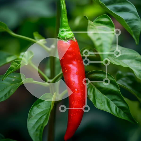 Intra Συλλεκτικό Ξύλινο Παζλ Plywood  4mm - Κόκκινη πιπεριά τσίλι που κρέμεται από ένα φυτό Σε Ξύλινο Κουτί - Διαστάσεις: 10x10 cm – 25 κομμάτια