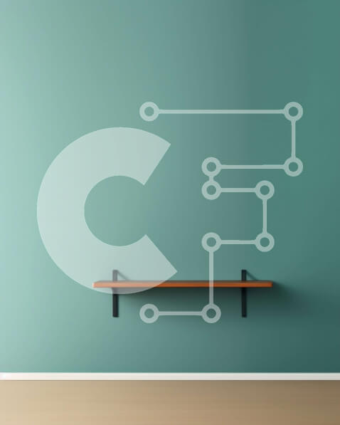 Intra Συλλεκτικό Ξύλινο Παζλ Plywood  4mm - Κομψός μπλε τοίχος με ξύλινο ράφι Σε Ξύλινο Κουτί - Διαστάσεις Puzzle: 10x10 cm – 25 κομμάτια