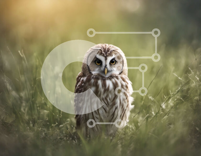 Σετ των 2 Intra Συλλεκτικό Ξύλινο Παζλ Plywood  4mm - Μικρή κουκουβάγια σε ένα χωράφι με ψηλό γρασίδι Σε Ξύλινο Κουτί - Διαστάσεις: 10x10 cm – 25 κομμάτια