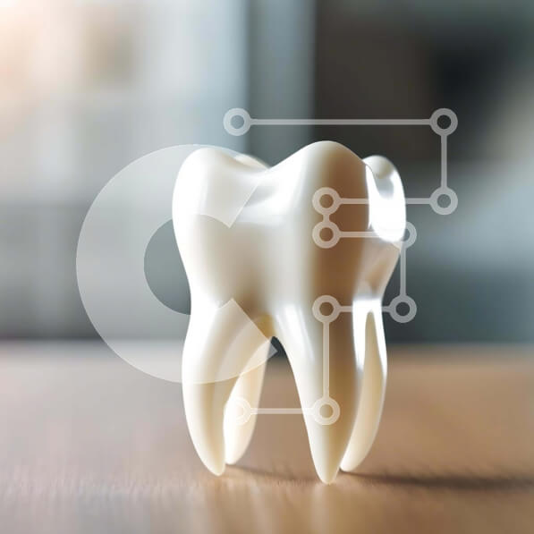 Intra Συλλεκτικό Ξύλινο Παζλ Plywood  4mm - Μικρό λευκό μοντέλο δοντιών σε ξύλινο τραπέζι Σε Ξύλινο Κουτί - Διαστάσεις Puzzle: 10x10 cm – 25 κομμάτια