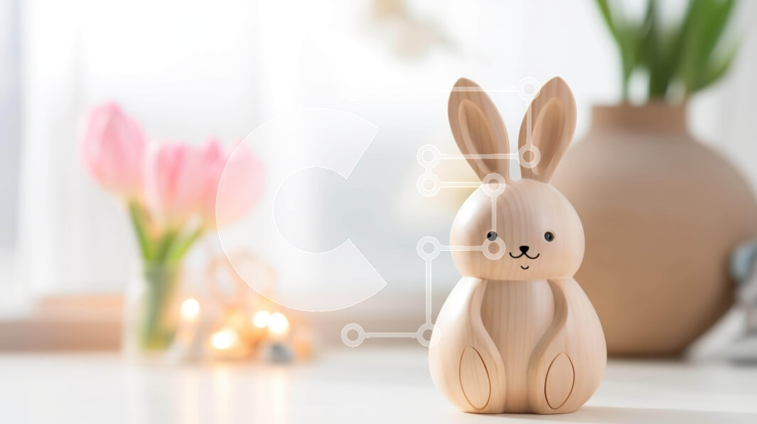 Intra Συλλεκτικό Ξύλινο Παζλ Plywood  4mm - Ειδώλιο λαγουδάκι του Πάσχα με ροζ τουλίπες και κεριά Σε Ξύλινο Κουτί - Διαστάσεις: 10x10 cm – 25 κομμάτια