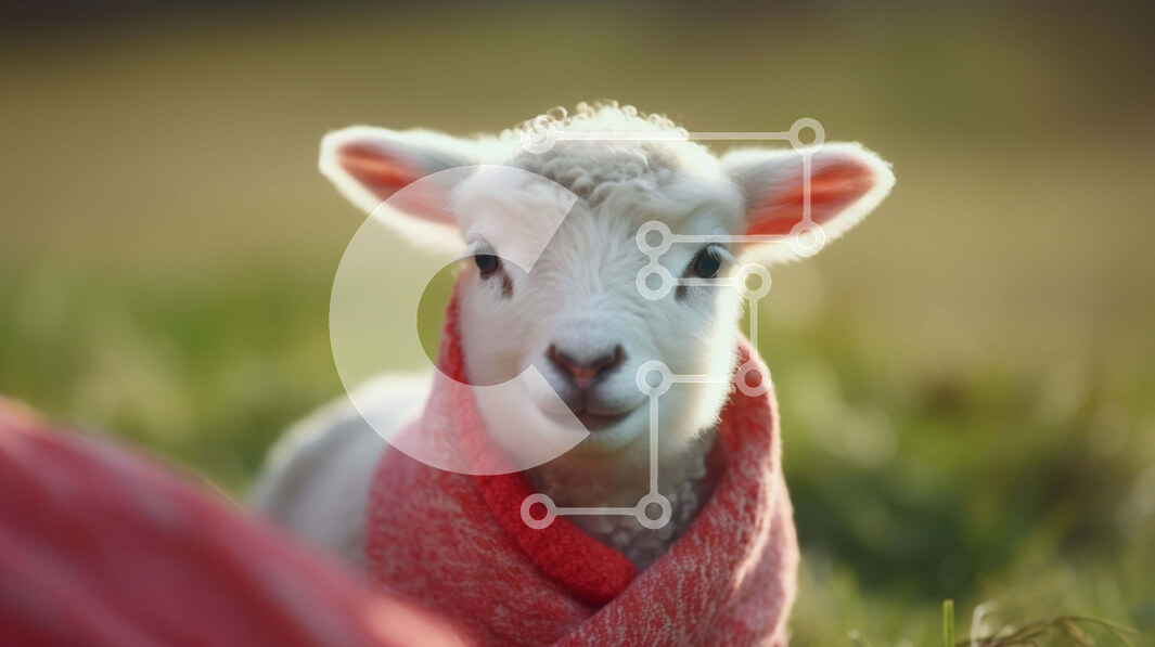 Intra Συλλεκτικό Ξύλινο Παζλ Plywood  4mm - Περίεργο πρόβατο τυλιγμένο σε κόκκινο ύφασμα Σε Ξύλινο Κουτί - Διαστάσεις: 10x10 cm – 25 κομμάτια