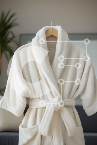 Intra Συλλεκτικό Ξύλινο Παζλ Plywood  4mm - Λευκό μπουρνούζι που κρέμεται μπροστά από το παράθυρο Σε Ξύλινο Κουτί - Διαστάσεις Puzzle: 10x10 cm – 25 κομμάτια