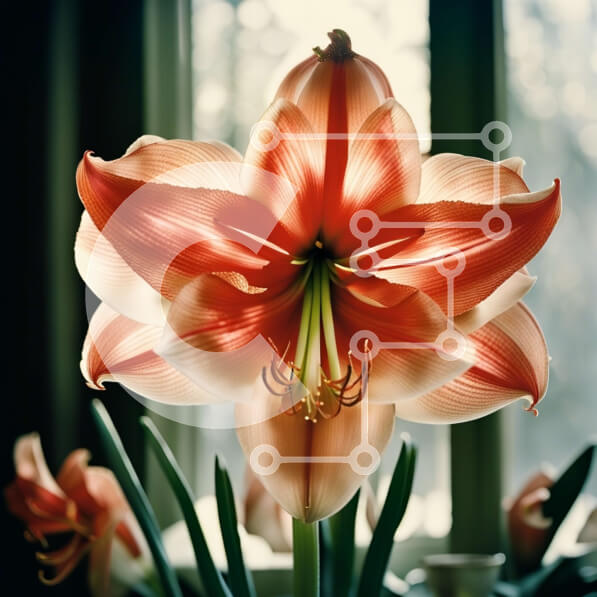 Intra Συλλεκτικό Ξύλινο Παζλ Plywood  4mm - Όμορφη κινηματογράφηση σε πρώτο πλάνο ενός πορτοκαλί λουλουδιού Amaryllis στο φως του ήλιου Σε Ξύλινο Κουτί - Διαστάσεις: 10x10 cm – 25 κομμάτια