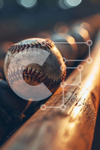 Intra Συλλεκτικό Ξύλινο Παζλ Plywood  4mm - Μπέιζμπολ και ρόπαλο σε ξύλινη επιφάνεια Σε Ξύλινο Κουτί - Διαστάσεις Puzzle: 10x10 cm – 25 κομμάτια