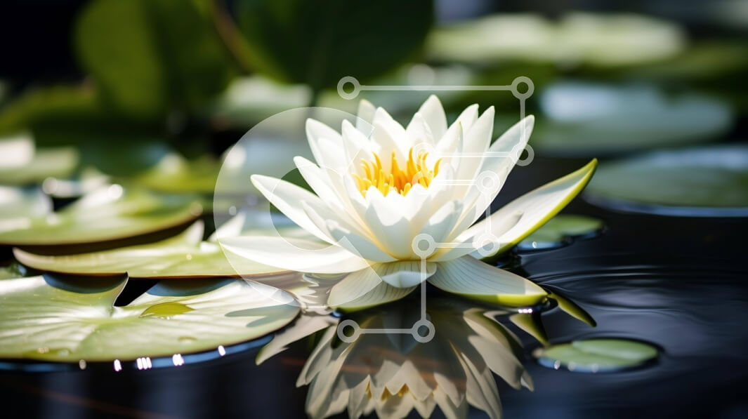 Intra Συλλεκτικό Ξύλινο Παζλ Plywood  4mm - Λευκό νούφαρο στην επιφάνεια της λίμνης Σε Ξύλινο Κουτί - Διαστάσεις: 10x10 cm – 25 κομμάτια