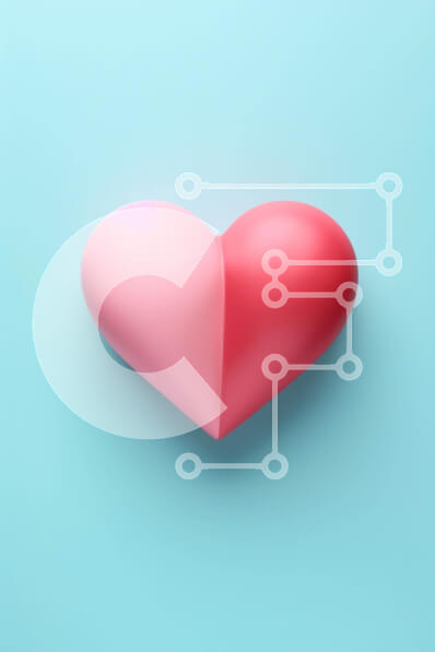 Intra Συλλεκτικό Ξύλινο Παζλ Plywood  4mm - Αφηρημένο σχήμα καρδιάς σε κόκκινο και ροζ σε μπλε φόντο Σε Ξύλινο Κουτί - Διαστάσεις Puzzle: 10x10 cm – 25 κομμάτια