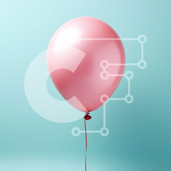 Intra Συλλεκτικό Ξύλινο Παζλ Plywood  4mm - Ροζ μπαλόνι που επιπλέει σε γαλάζιο φόντο Σε Ξύλινο Κουτί - Διαστάσεις Puzzle: 10x10 cm – 25 κομμάτια