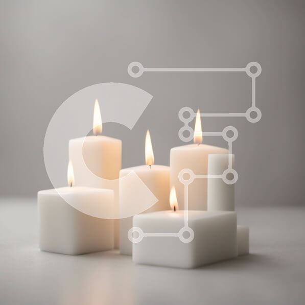 Intra Συλλεκτικό Ξύλινο Παζλ Plywood  4mm - Ομάδα αναμμένων λευκών κεριών σε ένα τραπέζι Σε Ξύλινο Κουτί - Διαστάσεις Puzzle: 10x10 cm – 25 κομμάτια