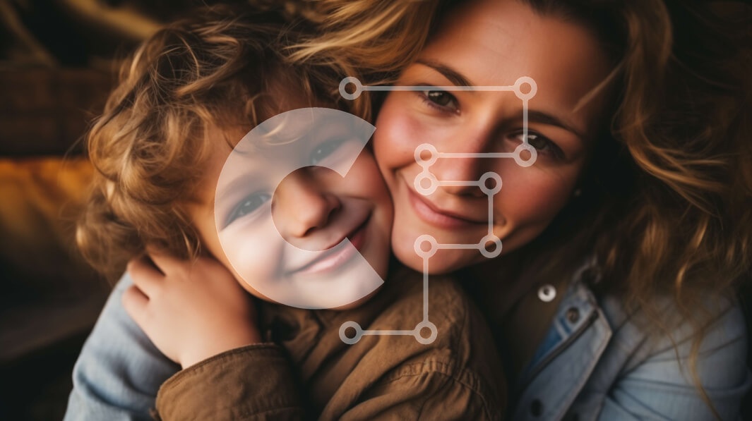 Intra Συλλεκτικό Ξύλινο Παζλ Plywood  4mm - Μητέρα και γιος αγκαλιάζονται και χαμογελούν Σε Ξύλινο Κουτί - Διαστάσεις Puzzle: 10x10 cm – 25 κομμάτια