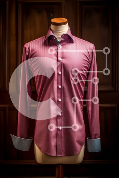 Intra Συλλεκτικό Ξύλινο Παζλ Plywood  4mm - Κομψό ροζ φόρεμα πουκάμισο με μπλε ρίγα σε μανεκέν Σε Ξύλινο Κουτί - Διαστάσεις Puzzle: 10x10 cm – 25 κομμάτια