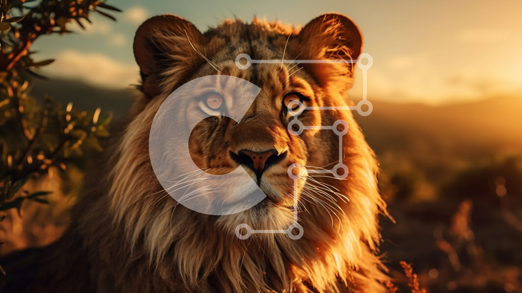 Intra Συλλεκτικό Ξύλινο Παζλ Plywood  4mm - Λιοντάρι στο γρασίδι με το ηλιοβασίλεμα Σε Ξύλινο Κουτί - Διαστάσεις: 10x10 cm – 25 κομμάτια