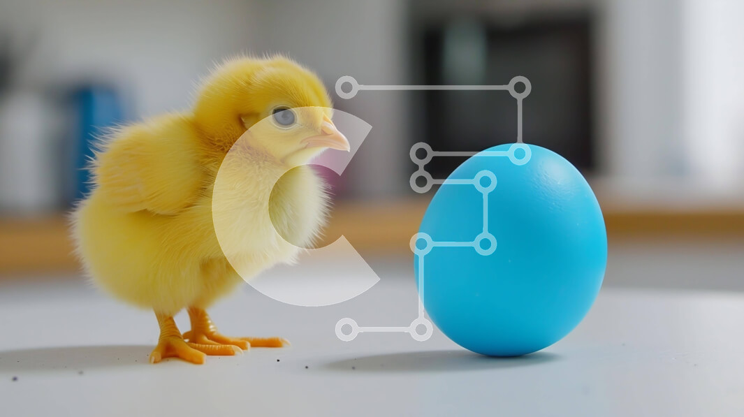 Intra Συλλεκτικό Ξύλινο Παζλ Plywood  4mm - Περίεργη κίτρινη γκόμενα δίπλα σε ένα μπλε αυγό Σε Ξύλινο Κουτί - Διαστάσεις: 10x10 cm – 25 κομμάτια