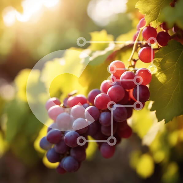 Intra Συλλεκτικό Ξύλινο Παζλ Plywood  4mm - Κόκκινα σταφύλια που κρέμονται από ένα αμπέλι Σε Ξύλινο Κουτί - Διαστάσεις: 10x10 cm – 25 κομμάτια