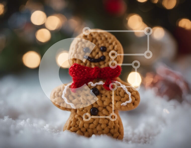 Intra Συλλεκτικό Ξύλινο Παζλ Plywood  4mm - Διακόσμηση άντρα με κροσέ με μελόψωμο στο χιόνι Σε Ξύλινο Κουτί - Διαστάσεις: 10x10 cm – 25 κομμάτια