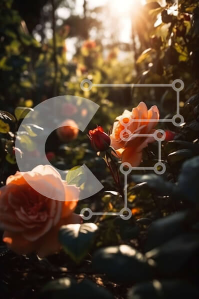 Σετ των 2 Intra Συλλεκτικό Ξύλινο Παζλ Plywood  4mm - Όμορφα πορτοκαλί τριαντάφυλλα σε έναν κήπο στο ηλιοβασίλεμα Σε Ξύλινο Κουτί - Διαστάσεις: 10x10 cm – 25 κομμάτια