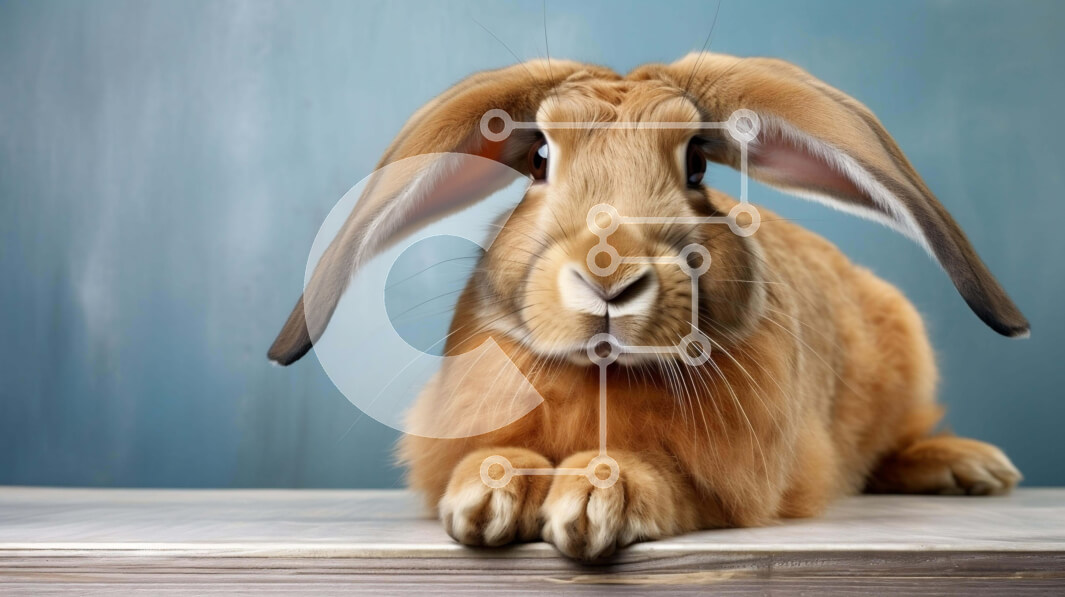 Intra Συλλεκτικό Ξύλινο Παζλ Plywood  4mm - Περίεργο κουνέλι που κάθεται στο ξύλινο τραπέζι Σε Ξύλινο Κουτί - Διαστάσεις: 10x10 cm – 25 κομμάτια