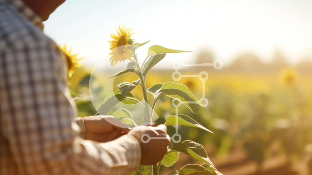 Intra Συλλεκτικό Ξύλινο Παζλ Plywood  4mm - Άτομο που κρατά ηλίανθο στο γεωργικό τομέα Σε Ξύλινο Κουτί - Διαστάσεις: 10x10 cm – 25 κομμάτια