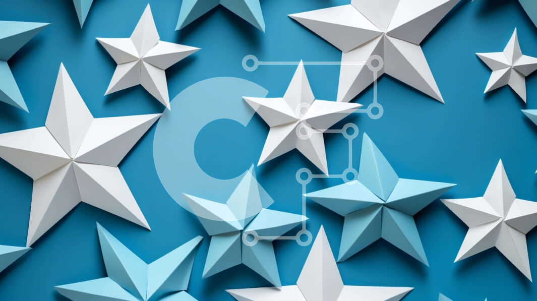 Intra Συλλεκτικό Ξύλινο Παζλ Plywood  4mm - Λευκά και μπλε αστέρια Origami σε σχήμα αστεριών Σε Ξύλινο Κουτί - Διαστάσεις Puzzle: 10x10 cm – 25 κομμάτια