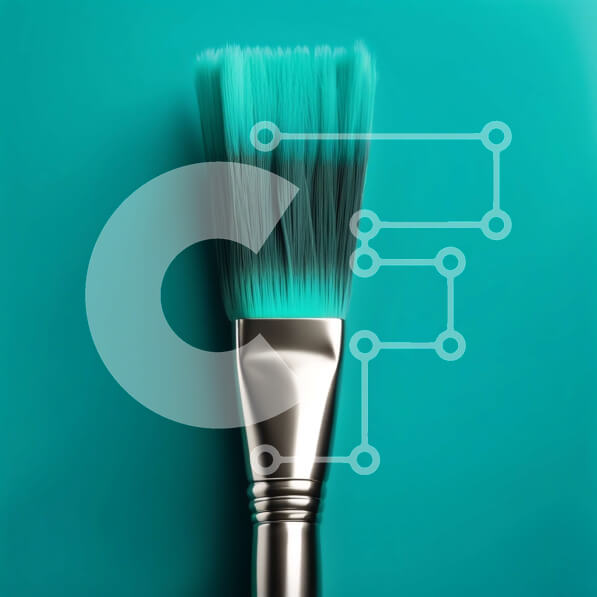 Intra Συλλεκτικό Ξύλινο Παζλ Plywood  4mm - Ζωηρό πράσινο πινέλο σε τιρκουάζ φόντο Σε Ξύλινο Κουτί - Διαστάσεις Puzzle: 10x10 cm – 25 κομμάτια