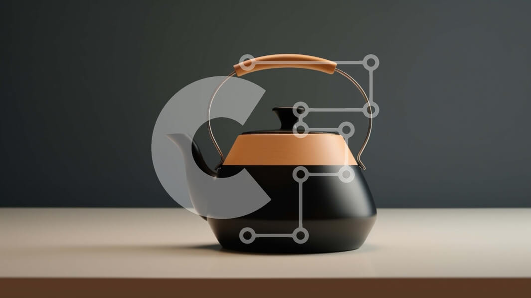 Intra Συλλεκτικό Ξύλινο Παζλ Plywood  4mm - Μαύρο και μαύρισμα βραστήρας τσαγιού σε λευκό πάγκο Σε Ξύλινο Κουτί - Διαστάσεις: 10x10 cm – 25 κομμάτια