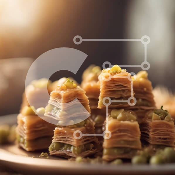 Σετ των 2 Intra Συλλεκτικό Ξύλινο Παζλ Plywood  4mm - Πεντανόστιμος μπακλαβάς με μέλι και ξηρούς καρπούς Σε Ξύλινο Κουτί - Διαστάσεις: 10x10 cm – 25 κομμάτια