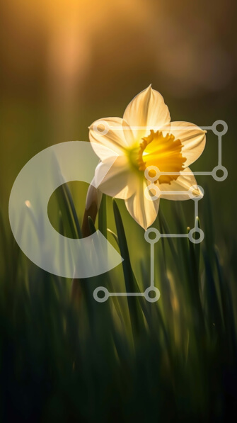 Σετ των 2 Intra Συλλεκτικό Ξύλινο Παζλ Plywood  4mm - Όμορφη εικόνα ενός κίτρινου λουλουδιού ασφόδελου στο ηλιοβασίλεμα Σε Ξύλινο Κουτί - Διαστάσεις: 10x10 cm – 25 κομμάτια