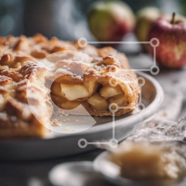 Σετ των 2 Intra Συλλεκτικό Ξύλινο Παζλ Plywood  4mm - Νόστιμη φέτα μηλόπιτας σε ένα πιάτο με ένα πιρούνι Σε Ξύλινο Κουτί - Διαστάσεις: 10x10 cm – 25 κομμάτια