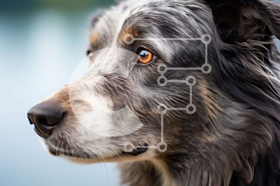 Σετ των 2 Intra Συλλεκτικό Ξύλινο Παζλ Plywood  4mm - Κοντινό πλάνο του προσώπου ενός σκύλου με έντονο βλέμμα Σε Ξύλινο Κουτί - Διαστάσεις: 10x10 cm – 25 κομμάτια