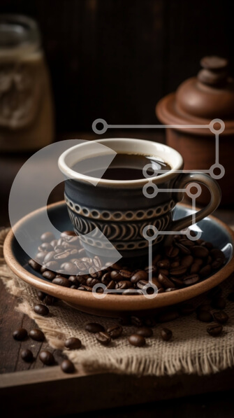 Intra Συλλεκτικό Ξύλινο Παζλ Plywood  4mm - Όμορφη εικόνα καφέ με χυμένους κόκκους σε ξύλινο τραπέζι Σε Ξύλινο Κουτί - Διαστάσεις: 10x10 cm – 25 κομμάτια