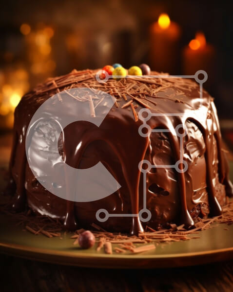 Σετ των 2 Intra Συλλεκτικό Ξύλινο Παζλ Plywood  4mm - Λαχταριστό κέικ σοκολάτας με γλάσο σοκολάτας και πολύχρωμες καραμέλες Σε Ξύλινο Κουτί - Διαστάσεις: 10x10 cm – 25 κομμάτια