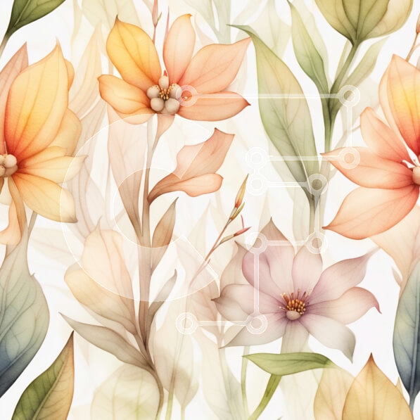 Σετ των 2 Intra Συλλεκτικό Ξύλινο Παζλ Plywood  4mm - Εκπληκτικό λουλουδάτο μοτίβο ακουαρέλας με ροζ, πορτοκαλί και κίτρινα λουλούδια Σε Ξύλινο Κουτί - Διαστάσεις: 10x10 cm – 25 κομμάτια