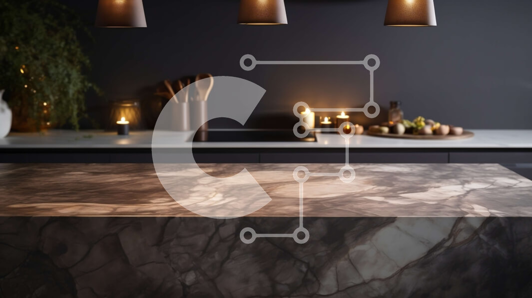 Intra Συλλεκτικό Ξύλινο Παζλ Plywood  4mm - Μαρμάρινος πάγκος κουζίνας με κρεμαστά φωτιστικά Σε Ξύλινο Κουτί - Διαστάσεις Puzzle: 10x10 cm – 25 κομμάτια