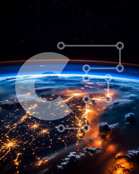 Intra Συλλεκτικό Ξύλινο Παζλ Plywood  4mm - Εκπληκτική εναέρια άποψη της Γης τη νύχτα με εστίαση σε πόλεις με έντονο φωτισμό Σε Ξύλινο Κουτί - Διαστάσεις Puzzle: 10x10 cm – 25 κομμάτια