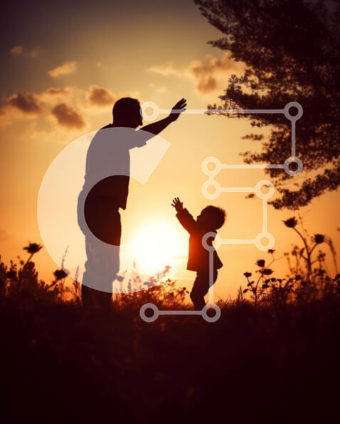 Intra Συλλεκτικό Ξύλινο Παζλ Plywood  4mm - Πατέρας και παιδί παίζουν μαζί στο χωράφι στο ηλιοβασίλεμα Σε Ξύλινο Κουτί - Διαστάσεις Puzzle: 10x10 cm – 25 κομμάτια