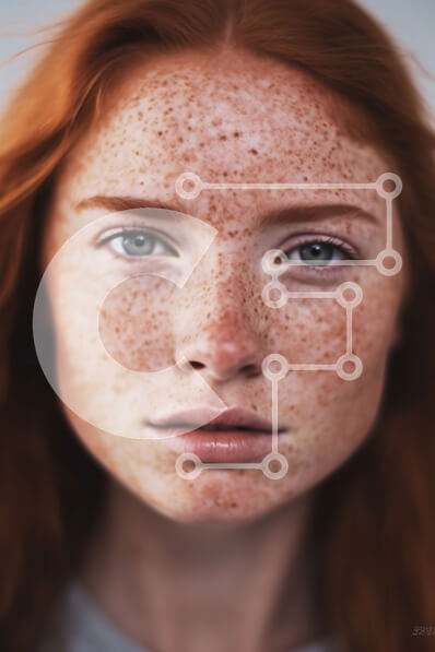 Intra Συλλεκτικό Ξύλινο Παζλ Plywood  4mm - Πορτρέτο μιας όμορφης κοκκινομάλλας γυναίκας με φακίδες Σε Ξύλινο Κουτί - Διαστάσεις Puzzle: 10x10 cm – 25 κομμάτια