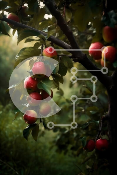 Σετ των 2 Intra Συλλεκτικό Ξύλινο Παζλ Plywood  4mm - Ώριμα κόκκινα μήλα που κρέμονται από ένα δέντρο Σε Ξύλινο Κουτί - Διαστάσεις: 10x10 cm – 25 κομμάτια