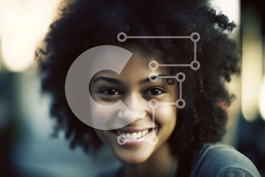 Intra Συλλεκτικό Ξύλινο Παζλ Plywood  4mm - Εικόνα μιας χαμογελαστής γυναίκας με αφρο μαλλιά Σε Ξύλινο Κουτί - Διαστάσεις Puzzle: 10x10 cm – 25 κομμάτια