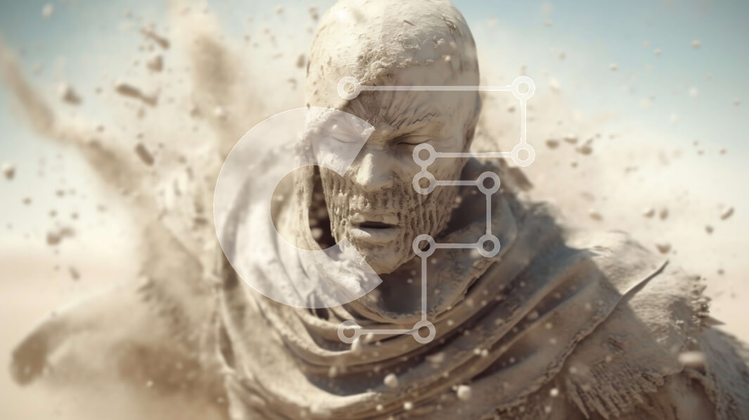 Intra Συλλεκτικό Ξύλινο Παζλ Plywood  4mm - Ασπρόμαυρη εικόνα του Sand Man που στέκεται στην έρημο Σε Ξύλινο Κουτί - Διαστάσεις: 10x10 cm – 25 κομμάτια