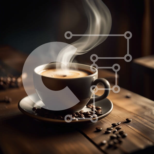 Σετ των 2 Intra Συλλεκτικό Ξύλινο Παζλ Plywood  4mm - Καταπραϋντική εικόνα ενός φλιτζάνι καφέ με ατμό και θέα στον ορίζοντα της πόλης Σε Ξύλινο Κουτί - Διαστάσεις: 10x10 cm – 25 κομμάτια