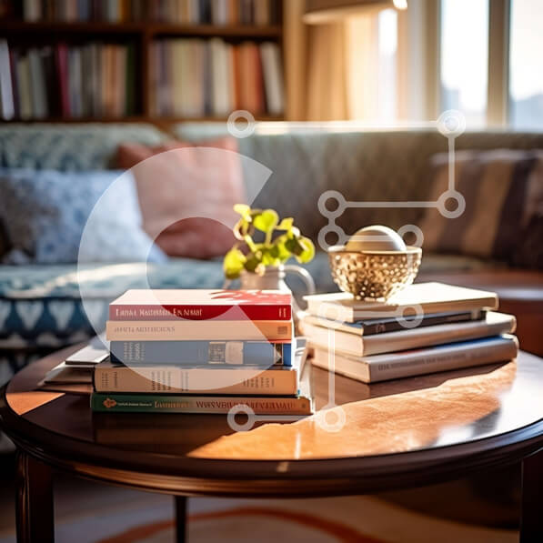 Intra Συλλεκτικό Ξύλινο Παζλ Plywood  4mm - Άνετο σαλόνι με ράφι και τραπέζι με βιβλία Σε Ξύλινο Κουτί - Διαστάσεις Puzzle: 10x10 cm – 25 κομμάτια