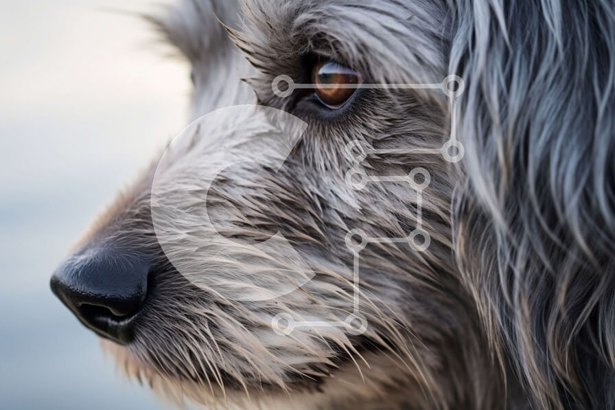 Σετ των 2 Intra Συλλεκτικό Ξύλινο Παζλ Plywood  4mm - Κοντινή όψη του υγρού Shaggy Dog's Face Σε Ξύλινο Κουτί - Διαστάσεις: 10x10 cm – 25 κομμάτια