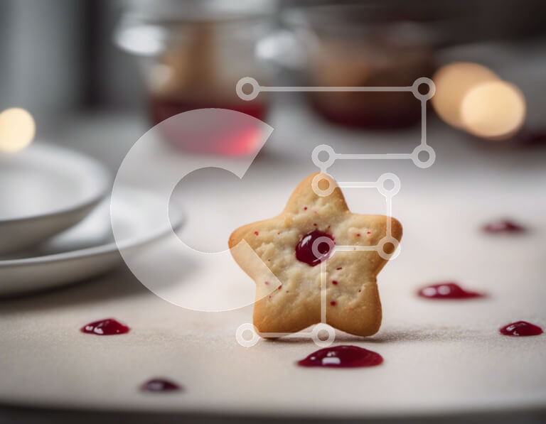 Σετ των 2 Intra Συλλεκτικό Ξύλινο Παζλ Plywood  4mm - Μπισκότο σε σχήμα αστεριού στο τραπέζι με κόκκινο ζελέ Σε Ξύλινο Κουτί - Διαστάσεις: 10x10 cm – 25 κομμάτια